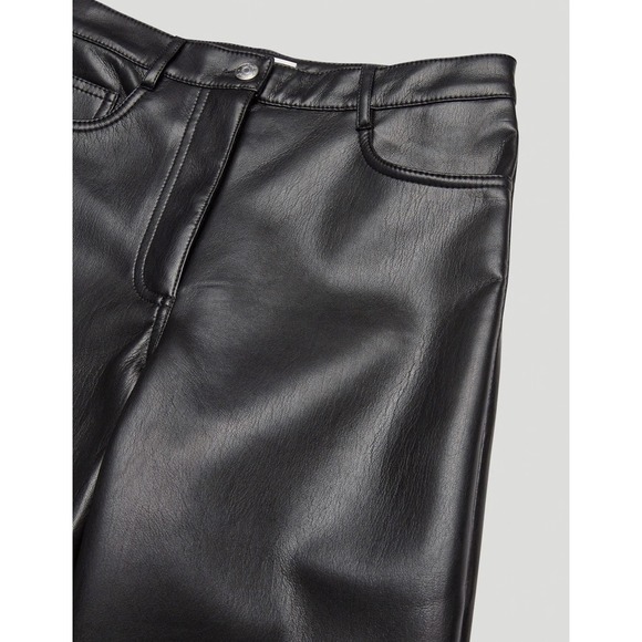 Aritzia Wilfred Black Cropped Melina High Rise Vegan Leather Pants Size 00 Biker - Picture 7 of 13